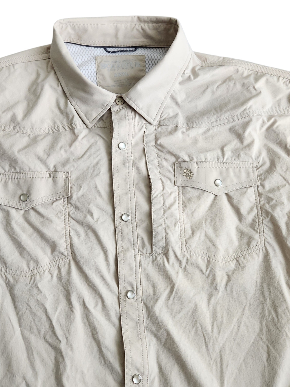 Schaefer Outfitter Pearl Snap Western Performance Shirt Men's 3XL Beige Vented